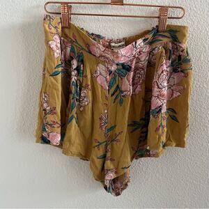 Billabong La Jupe Floral Smocked Elastic Waist Pull On Shorts Medium